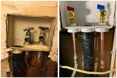 Before & After Laundry Valve Replacement.